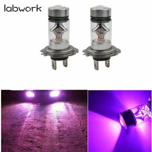 2x Purple 100W LED H7 14000K Headlight Bulbs Kit Fog Driving Light DRL New Lab Work Auto