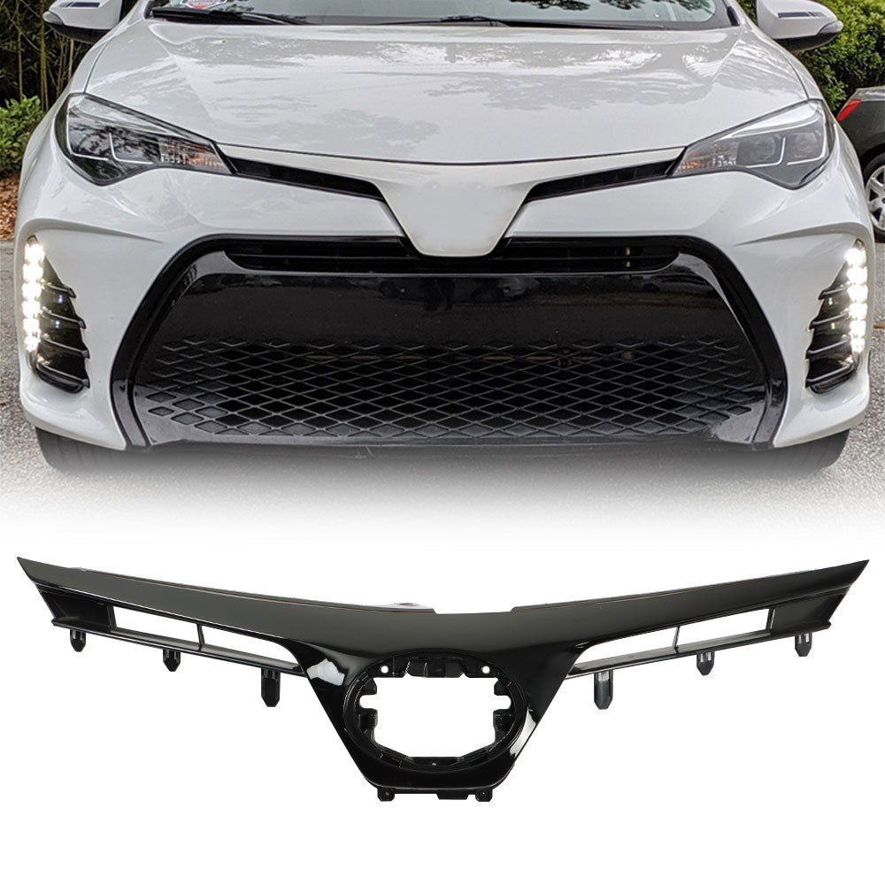 Grill For 2017-2019 Toyota Corolla SE XSE Front Upper Grille Black Painted