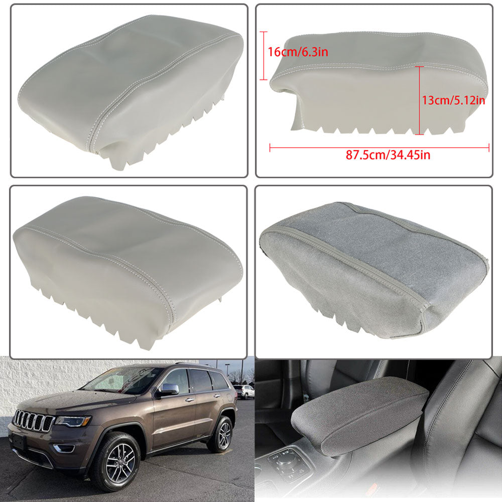 Labwork For 2011-2019 Jeep Grand Cherokee Center Console Lid Armrest Cover Gray Leather