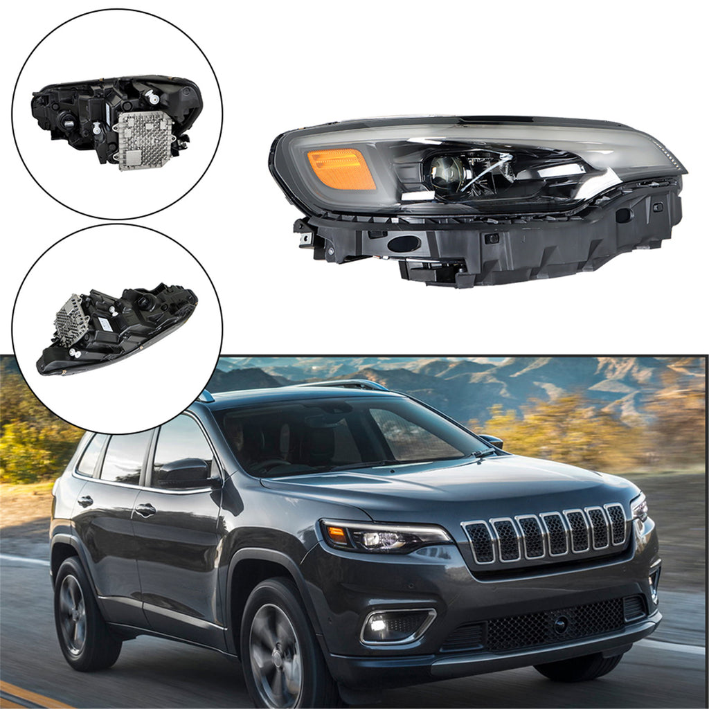 labwork LED Headlight Assembly, Compatible Replacement for 2019-2022 Jeep Cherokee Projector Headlamp for Passenger Side