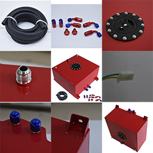 Load image into Gallery viewer, 15 Gallon Aluminum Fuel Cell Gas Tank+Cap+Level Sender+Fuel Line Kit Red
