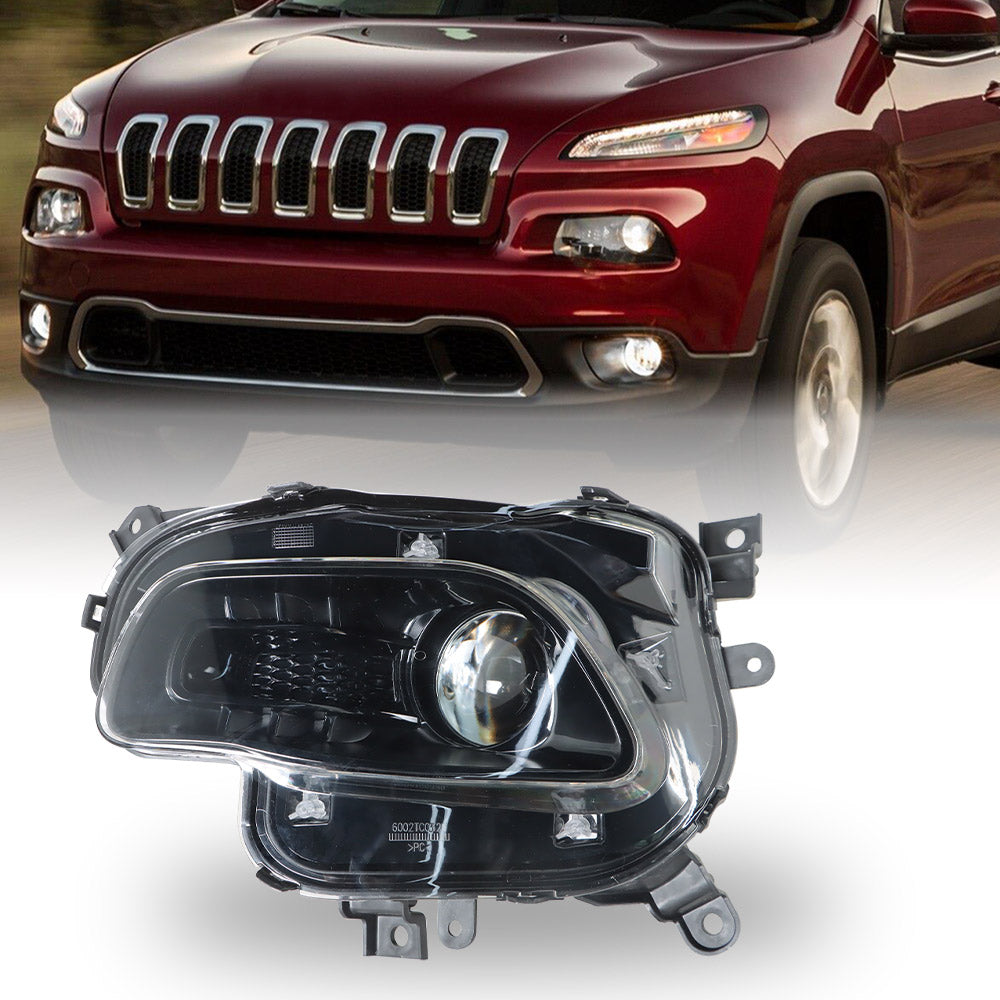 Labwork Left Headlights For 2014-2018 Jeep Cherokee Projector Black Halogen Type