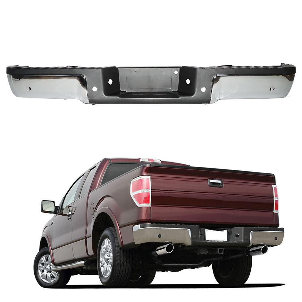 Labwork Chrome Rear Step Bumper Assembly For 2009-2014 Ford F150 W/Sensor Holes