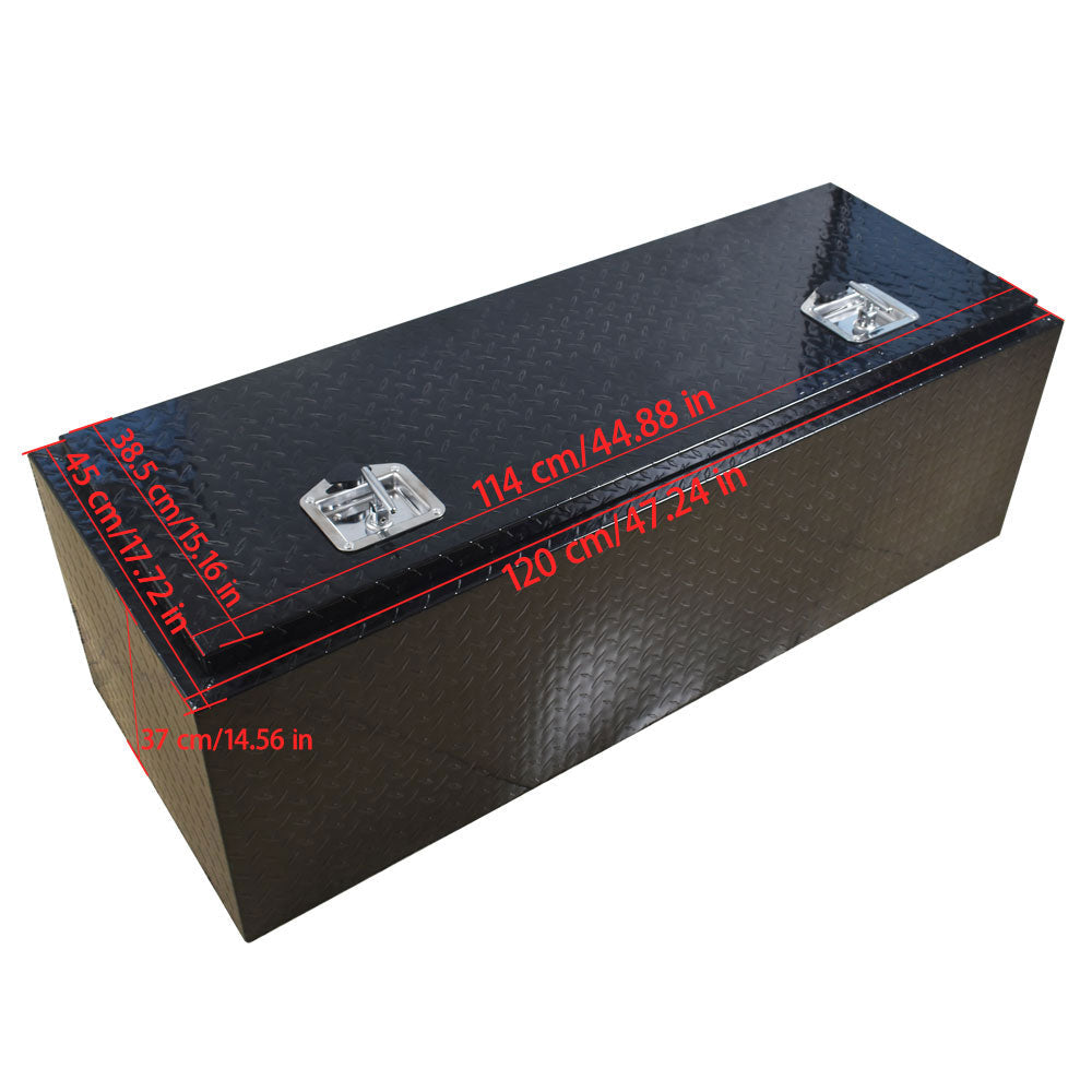 48" Truck RV Aluminum Tool Box Underbody Trailer Storage With Key Lock Black Lab Work Auto 