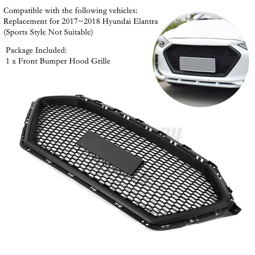 Labwork Front Plastic Grille Bumper For Hyundai Elantra 2017 2018 Black Honeycomb