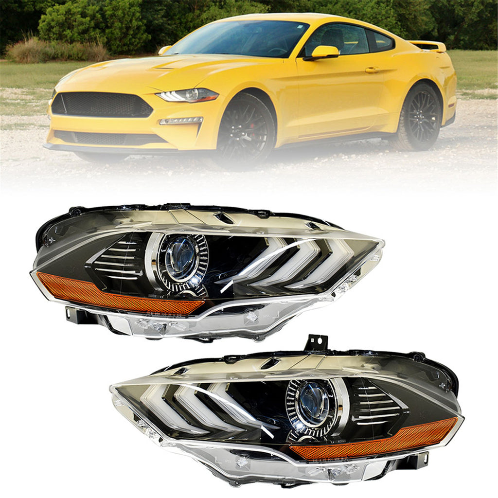 Labwork Right+Left Headlights For 2018-2020 Ford Mustang LED Clear Lens