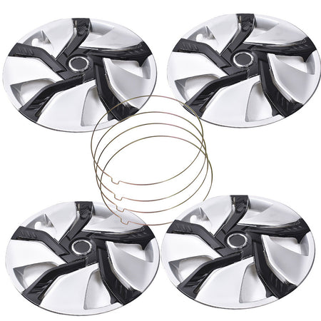 4pcs 15inch Car Chrome Wheel Rim Skin Cover 1 Hub Caps Hubcap Wheel Cover Silver Lab Work Auto