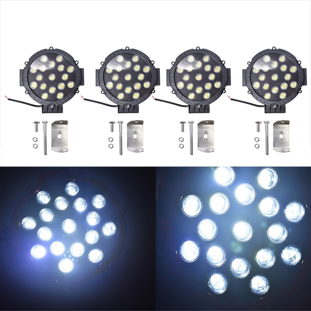 4x 7 Inch LED Pods Work Light Bar Red Round Driving Fog Headlight Truck Off Road Lab Work Auto
