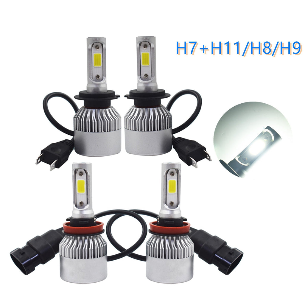 4x Kit High Low Beam Total 3400W 510000LM 6500K  Combo H11 H7 LED Headlight Bulb Lab Work Auto