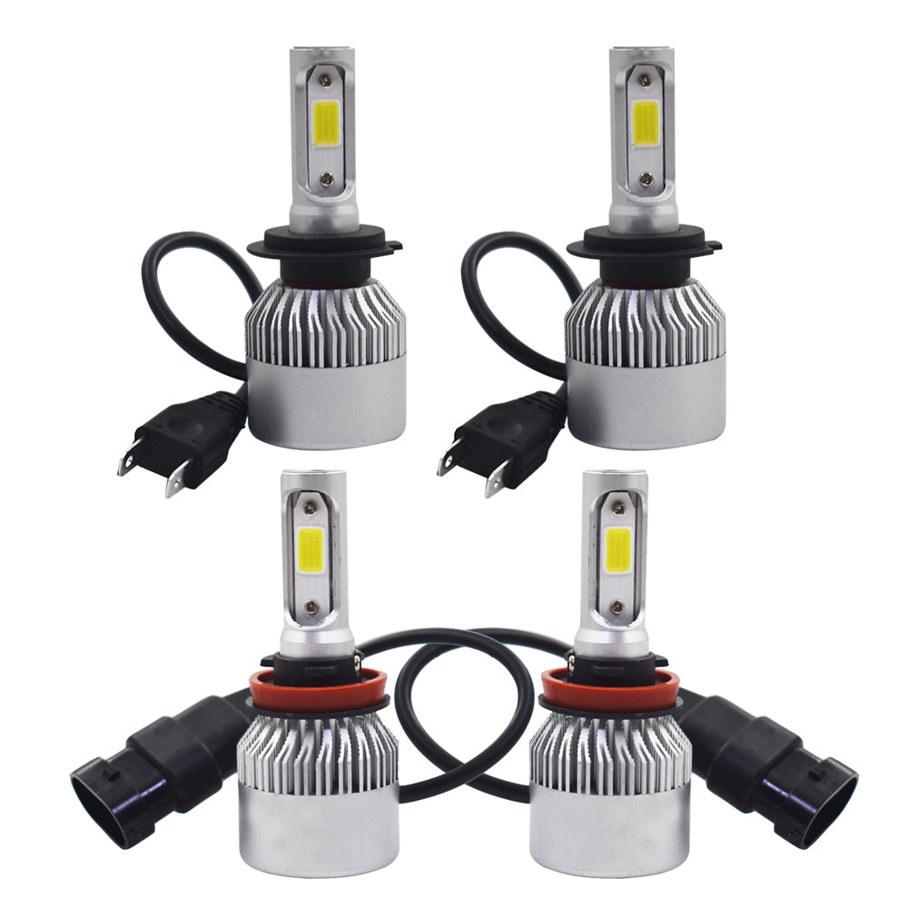 4x Kit High Low Beam Total 3400W 510000LM 6500K  Combo H11 H7 LED Headlight Bulb Lab Work Auto