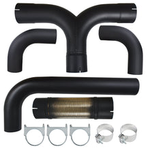 Load image into Gallery viewer, 5&quot; Black Turbo Dual Smoker Diesel Exhaust Stack T Pipe System Kit Universal Lab Work Auto