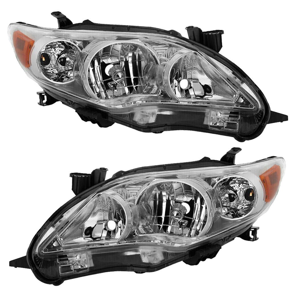 labwork LH + RH Headlight Headlamp Assembly Replacement for 2011 2012 2013 Toyota Corolla Projector Black Lamps Driver and Passenger Side