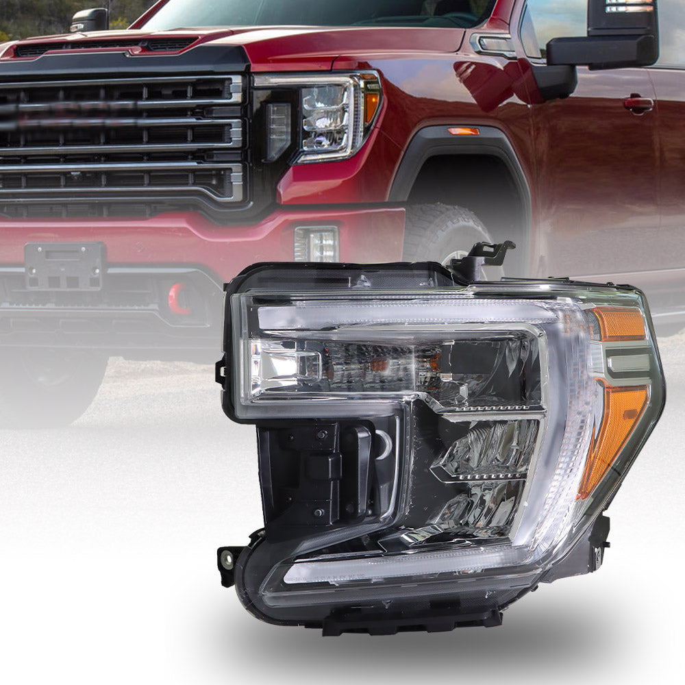 Driver Left Side Headlight For 2019-2021 GMC Sierra 1500 Halogen w/ DRL Headlamp