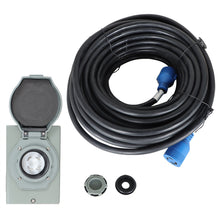 Load image into Gallery viewer, Labwork 75 Feet 4 Prong 125V/250V 30A Generator Cord and Pre-Drilled Power Inlet Box Combo Kit