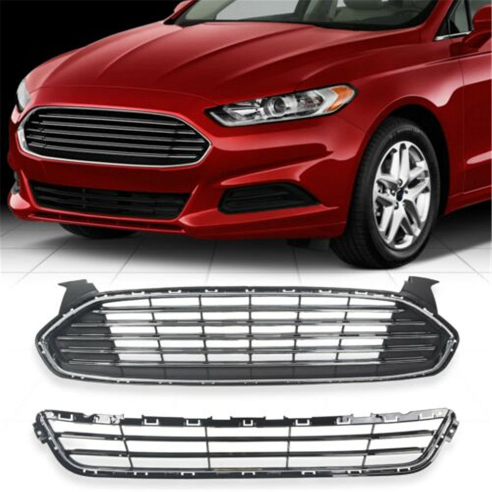 Labwork Front Radiator Grille Grill Upper+Lower Kit For Ford Fusion/Mondeo 2013-2016