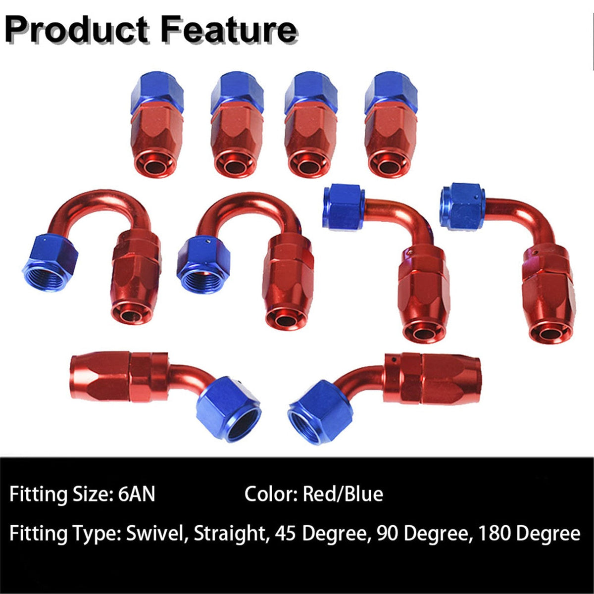 6AN Fuel Line Hose Kit, 20FT Nylon Stainless Steel Braided Fuel Line Oil/Gas/Fuel Hose with 10PCS 6AN Swivel Fuel Hose Ends Fitting Adapter Kit Lab Work Auto 