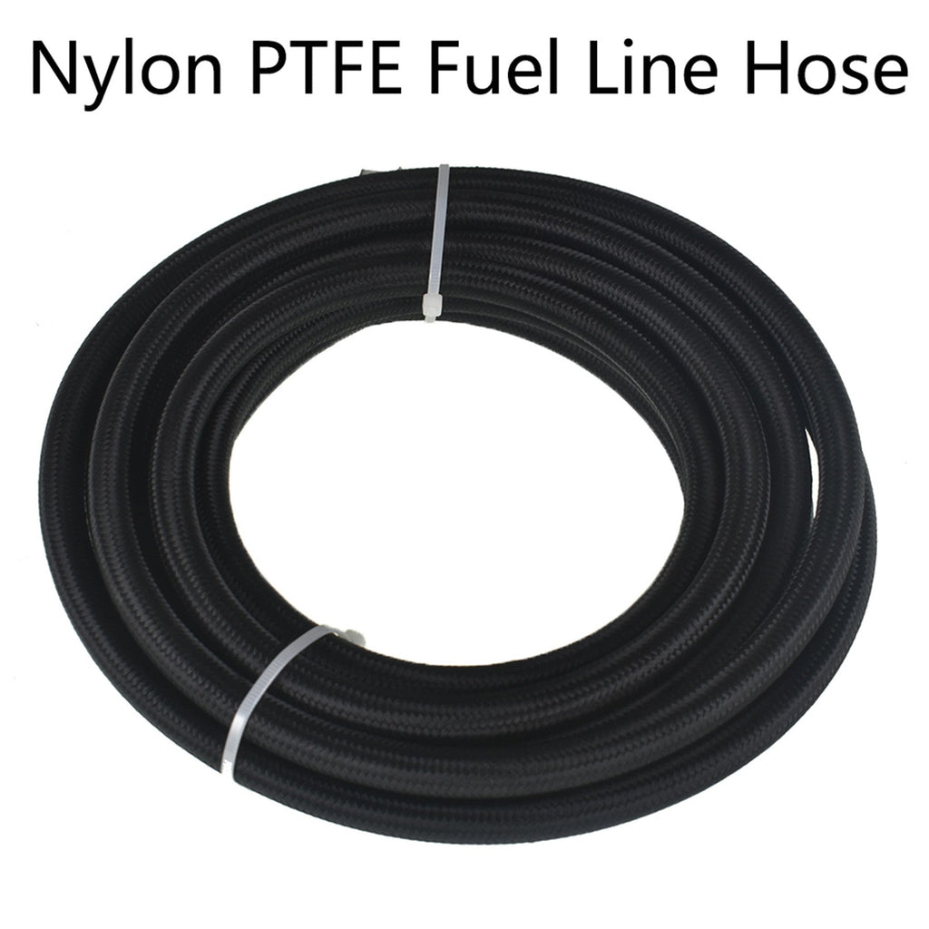 6AN Fuel Line Hose Kit Black Nylon PTFE (Teflon) 20 Feet Gas Ethanol E85 Oil Line Hose with 10PCS Swivel Fuel Hose Fitting Adapter Kit Lab Work Auto