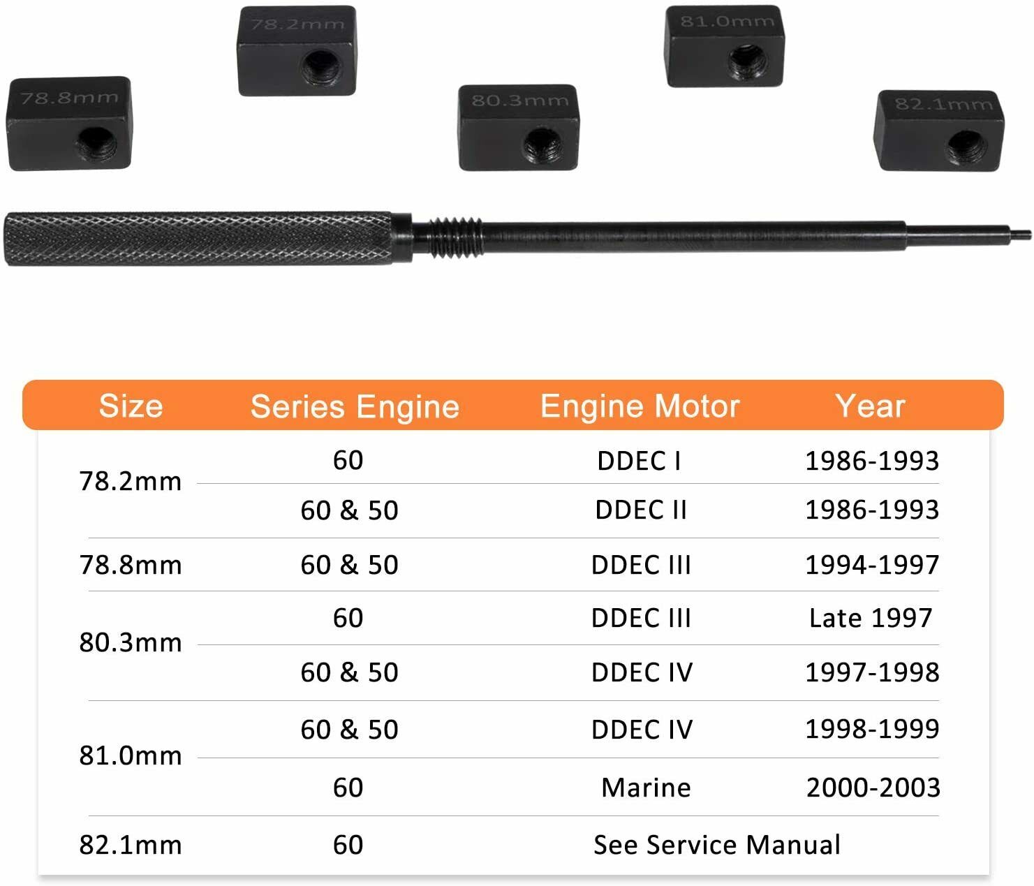 6Pcs Injector Height Gauge Tool Kits For Detroit Diesel Engine series 50 60 3350 Lab Work Auto