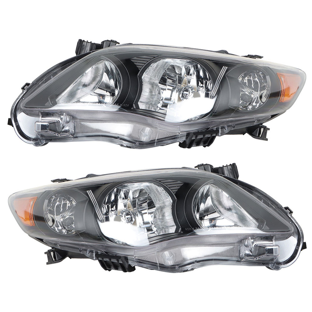 Labwork Left & Right Headlights For 2011 2012 2013 Toyota Corolla S Black Housing