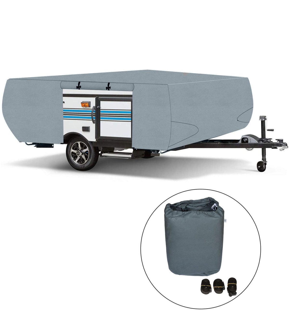 8-10 FT Trailers Waterproof RV Trailer Cover For Folding Pop Up Camper Lab Work Auto