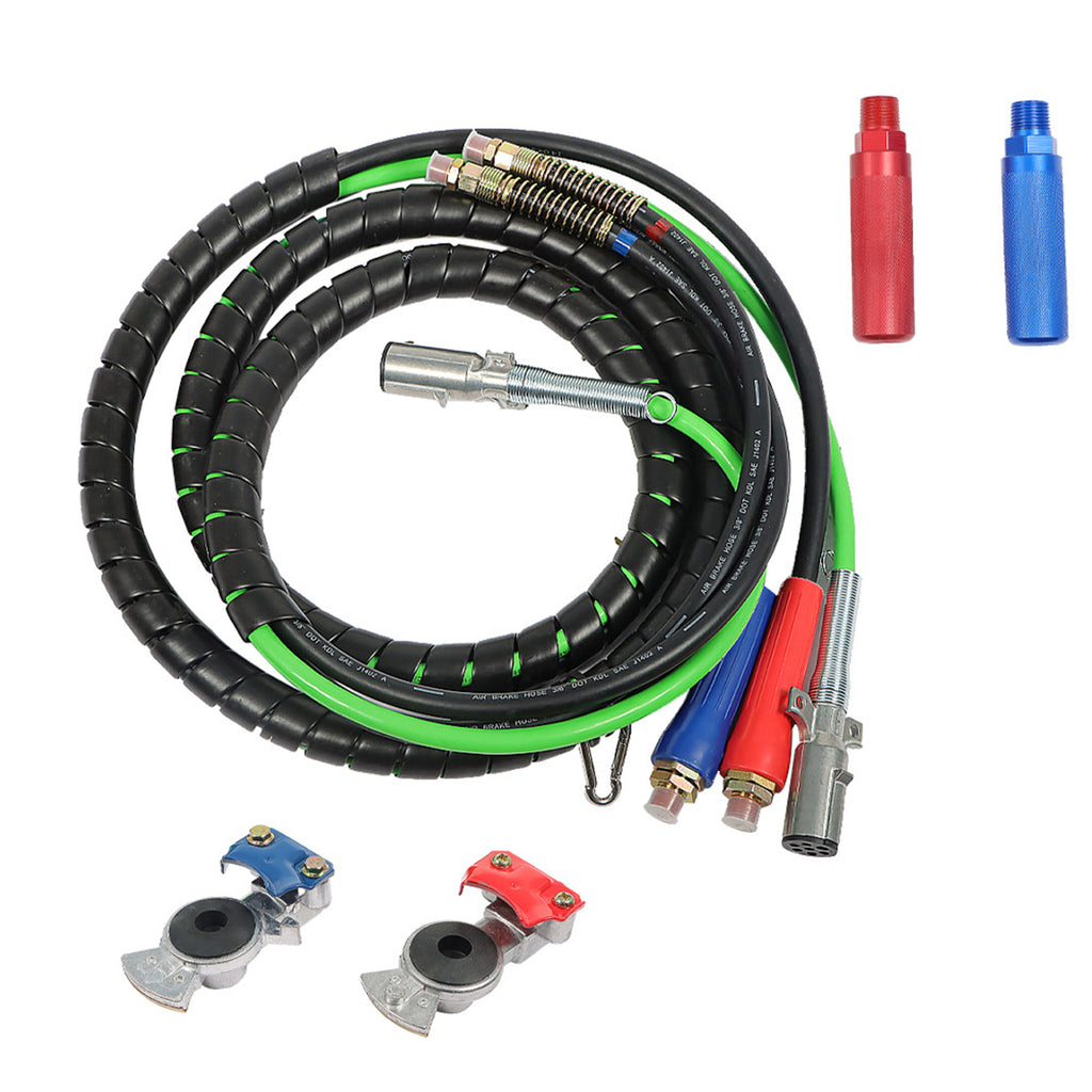 labwork 3-in-1 Wrap Set Air Line Hose Assemblies 15FT 7 Way with Accessories Replacement for Semi Truck Tractor Trailer