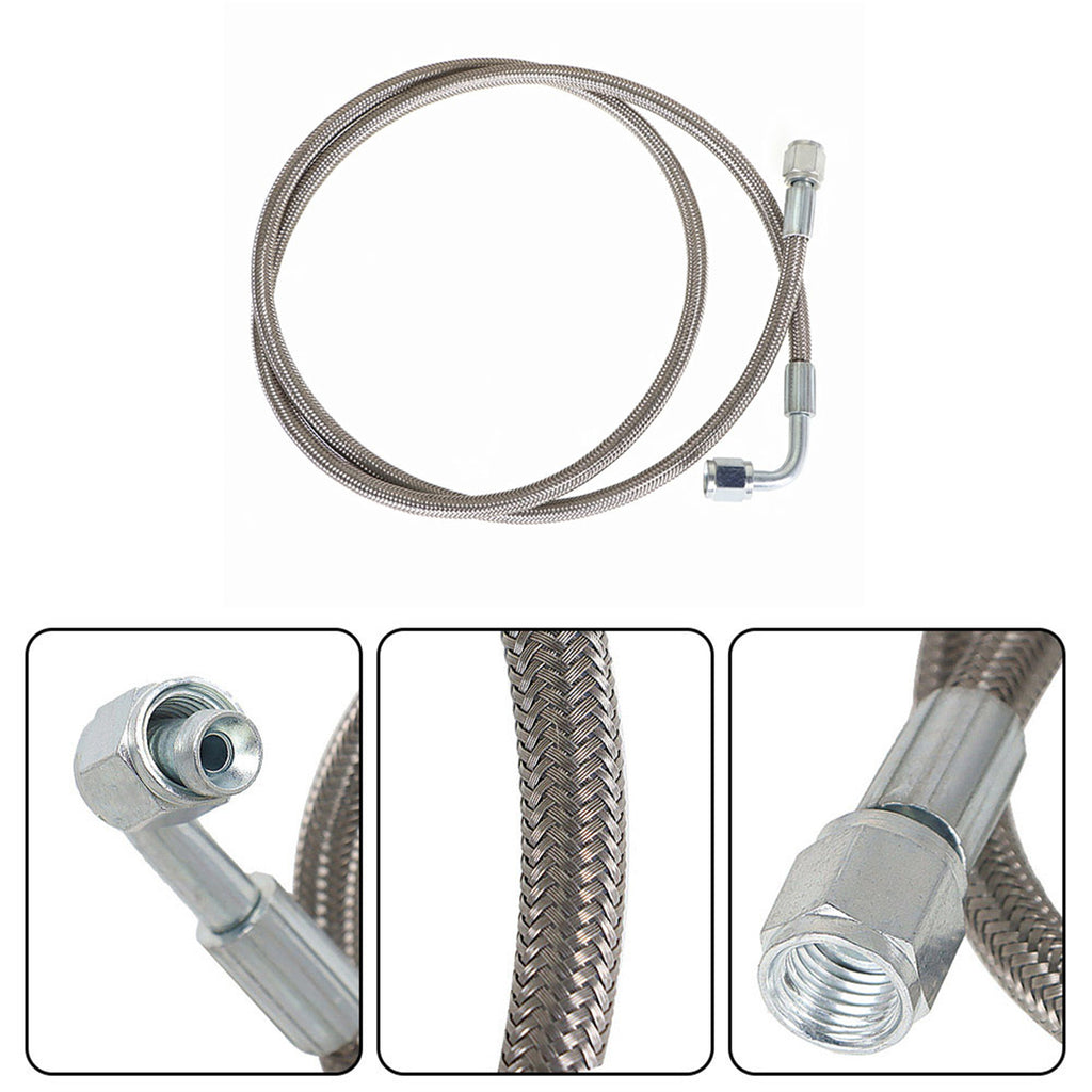 labwork Turbo Oil Feed Line 48 Length Hose Steel Braided -4-4AN 90 Degree x Straight PTFE Line