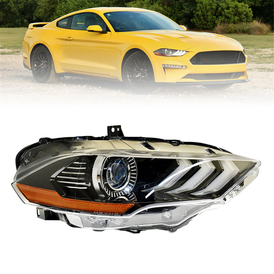 Labwork Passenger Right Headlight For 2018-2020 Ford Mustang LED Type Clear Lens