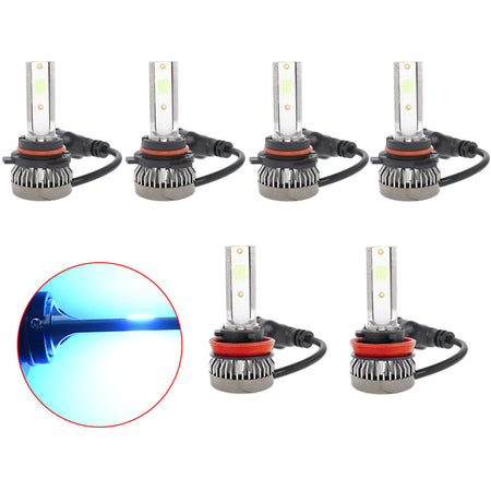 9005+9006+H11 Combo COB LED Headlight Fog Lamp Bulb ICE BLUE 8000K Hi/ Lo Beam Lab Work Auto