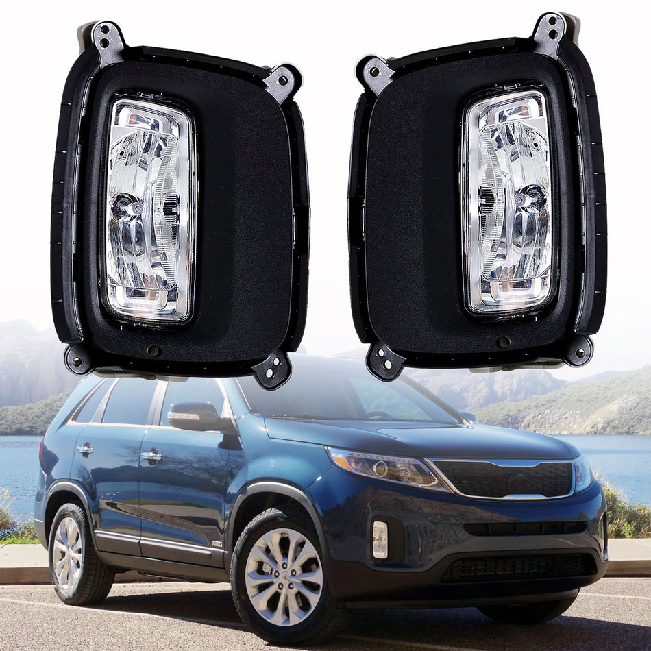 Left+Right Bumper Fog Light Assembly w/Halogen Bulbs For 2014-2015 Kia Sorento