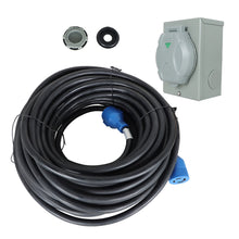 Load image into Gallery viewer, Labwork 75 Feet 4 Prong 125V/250V 30A Generator Cord and Pre-Drilled Power Inlet Box Combo Kit