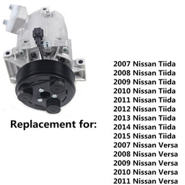 A/C Compressor for  07-10 Nissan Versa 07-15 Nissan Tiida 1.8L 4Cyl CO 11155C