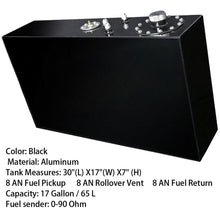 Load image into Gallery viewer, Black 17 Gallon Slim Race Fuel Cell Gas Tank w/ Level Sender Top-Feed Aluminum Lab Work Auto