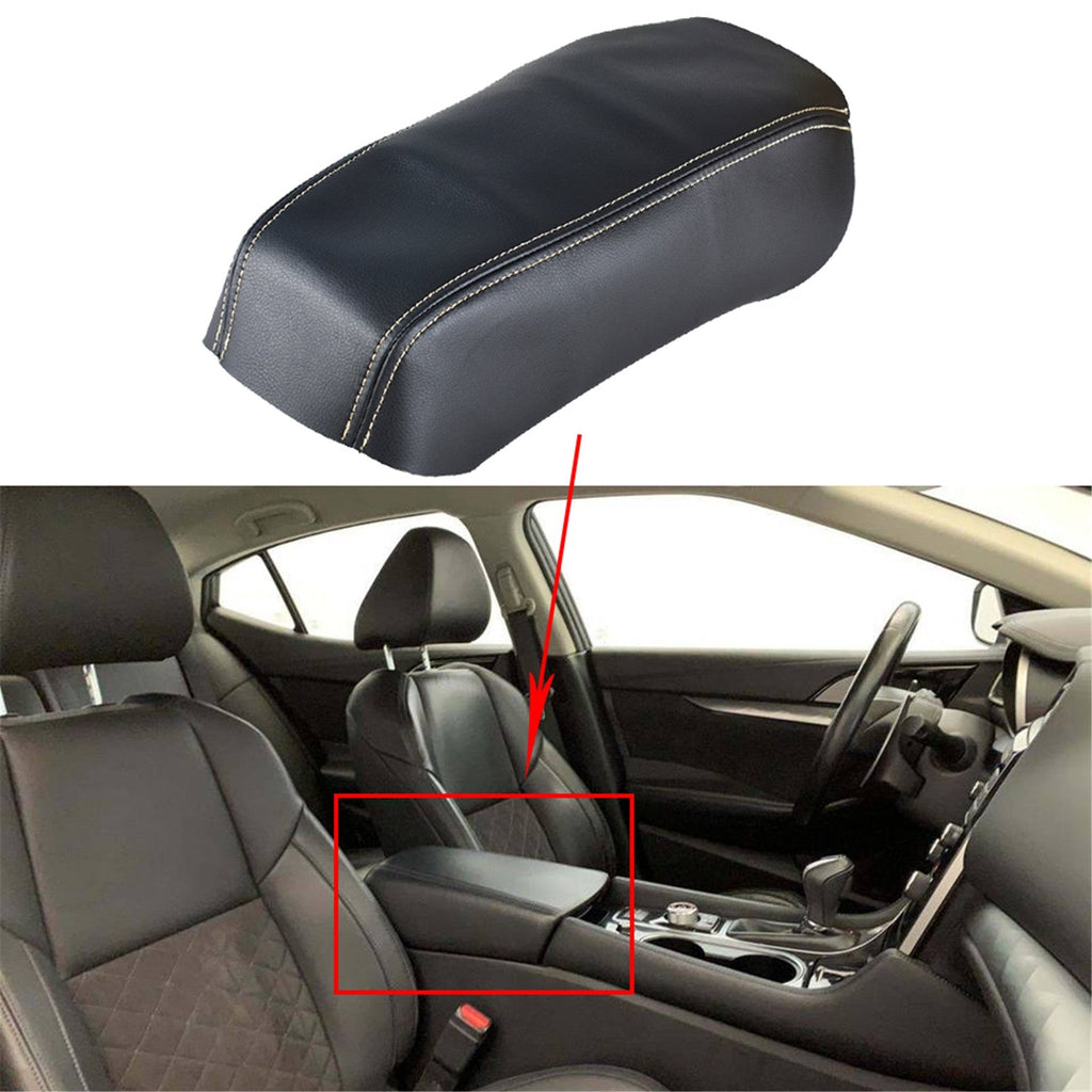 Black Center Console Armrest Leather Cover Beige Stitch For Nissan Maxima 16-19 Lab Work Auto