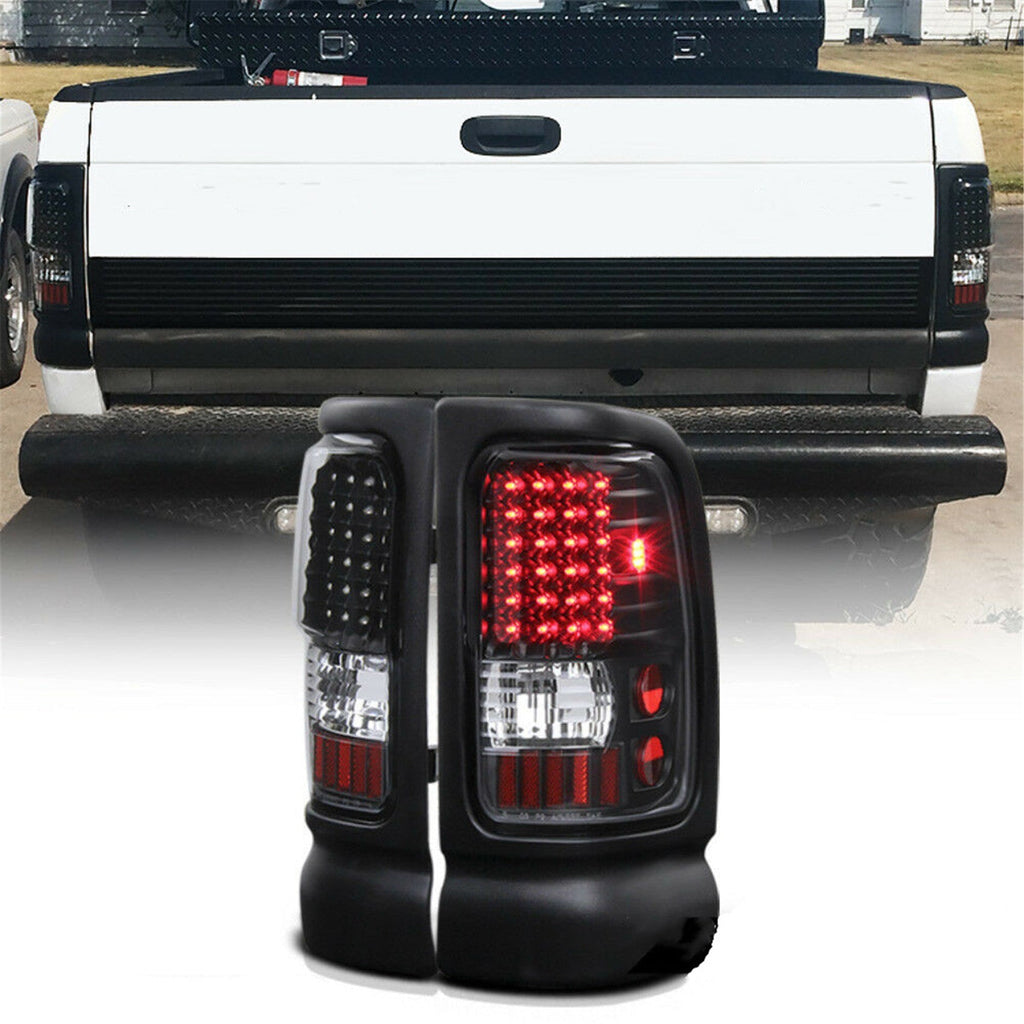 Black+Chrome Housing LED Tail Light For 94-01 Dodge Ram Truck 1500 2500 3500 Lab Work Auto