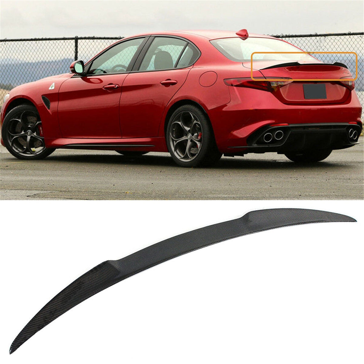 Carbon Fiber Highkick Trunk Spoiler Wing Fit for 2016-2020 Alfa Romeo Giulia Lab Work Auto