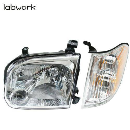Clear Lens Headlights for 2005 2006 Toyota Tundra 2005-2007 Sequoia Pair Chrome Lab Work Auto