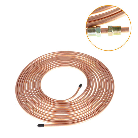 Copper Nickel Brake Line Tubing Kit 1/4 OD 25 Ft Coil Roll & 16 Fittings Lab Work Auto