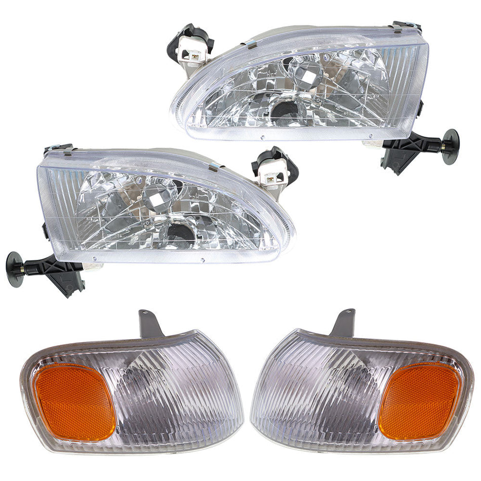 Corner Parking Signal Lights Head Lights Combo Set For 1998-2000 TOYOTA COROLLA Lab Work Auto