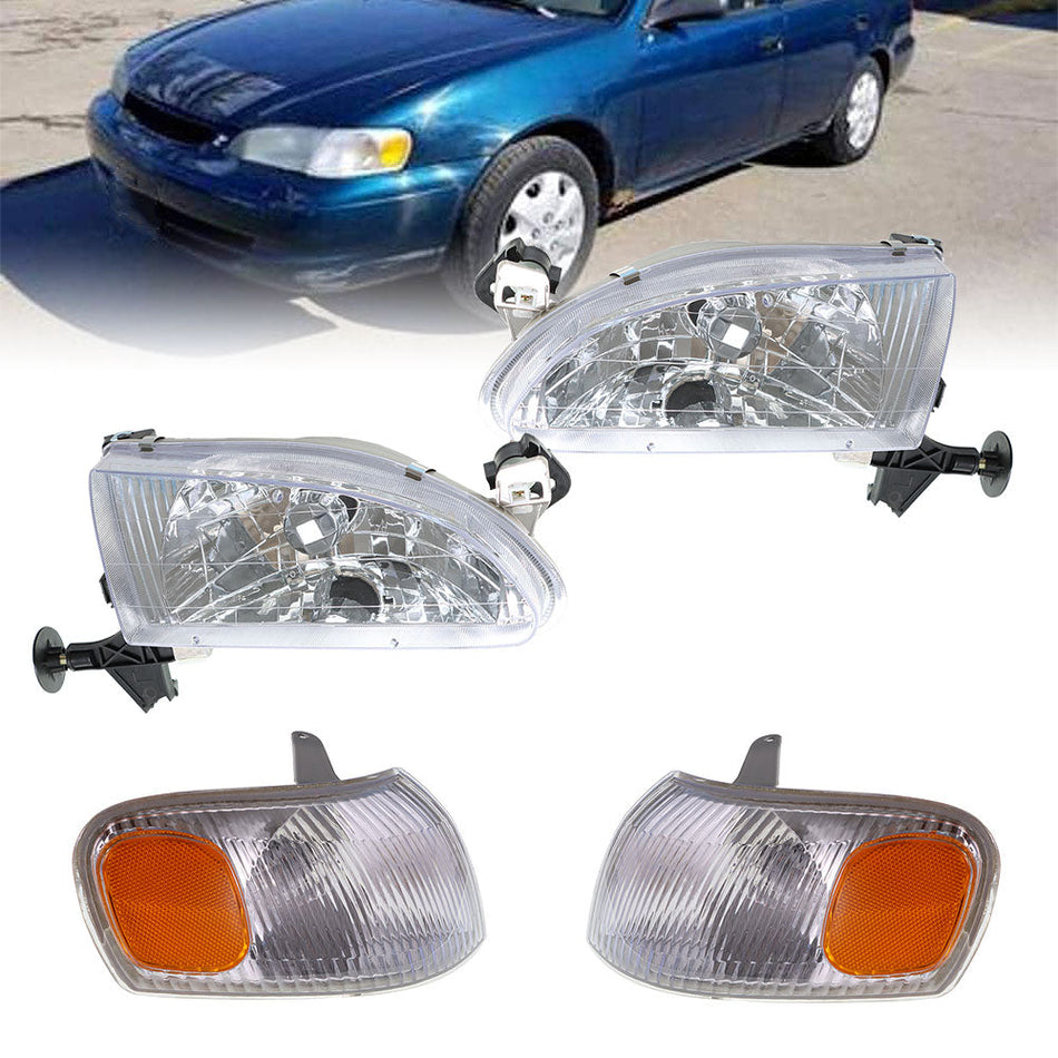 Corner Parking Signal Lights Head Lights Combo Set For 1998-2000 TOYOTA COROLLA Lab Work Auto