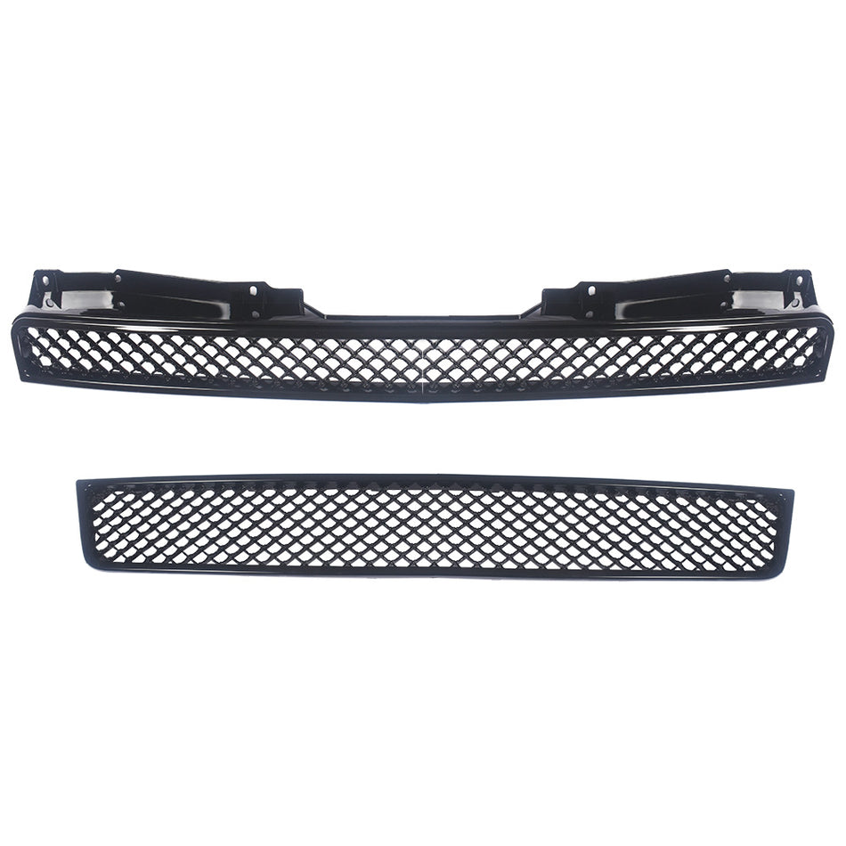 Front Bumper Grille For 2007-2014 Tahoe/Suburban/Avalanche Black Plastic Mesh