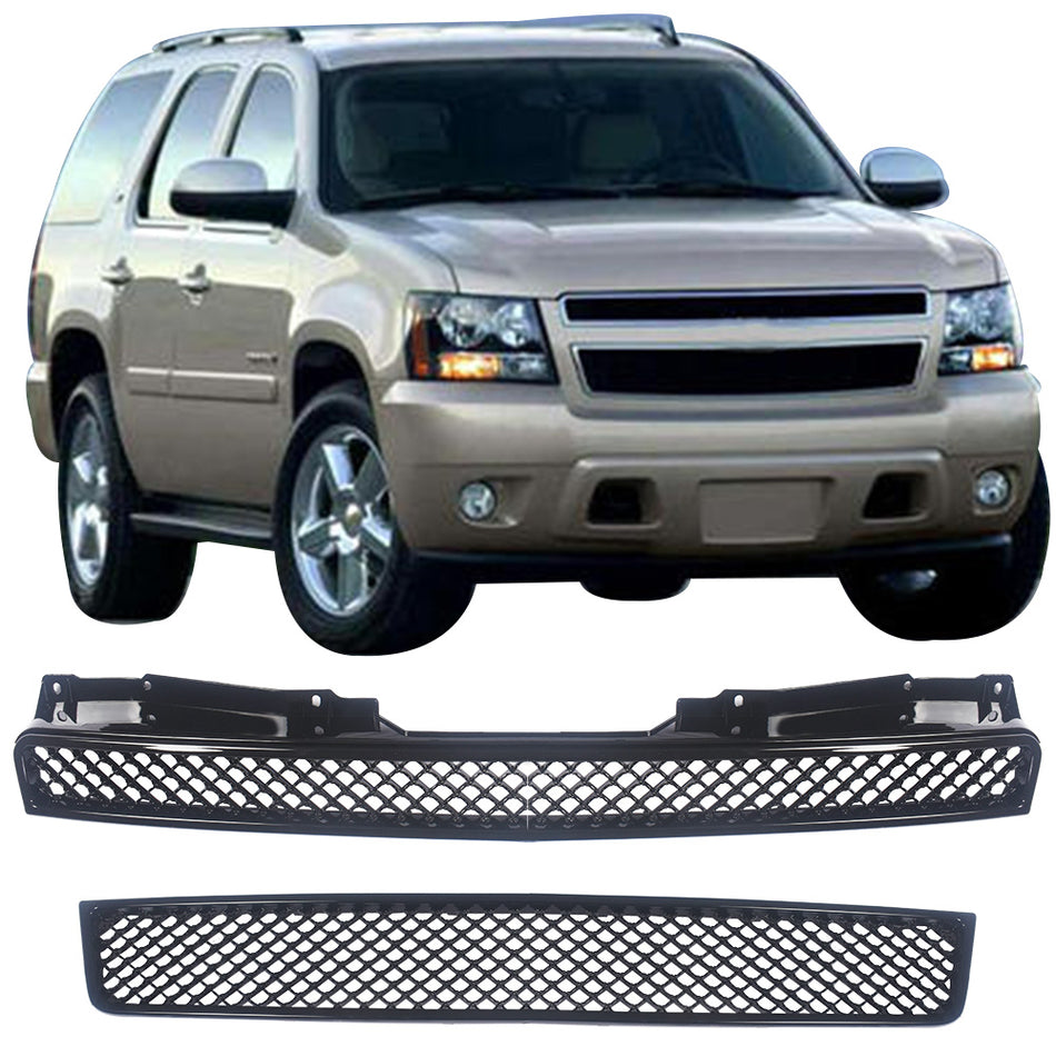 Front Bumper Grille For 2007-2014 Tahoe/Suburban/Avalanche Black Plastic Mesh