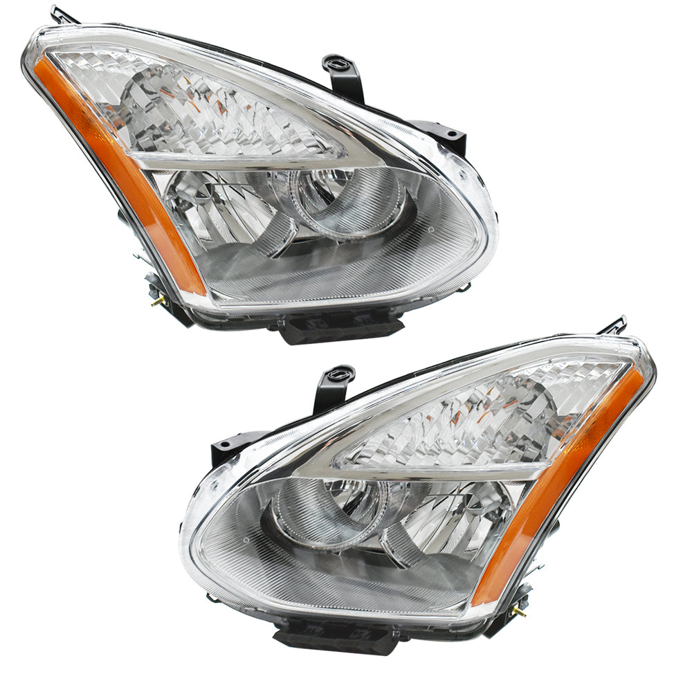 Labwork Chrome Headlights Assembly Clear Left+Right For 2008-2013 Nissan Rogue
