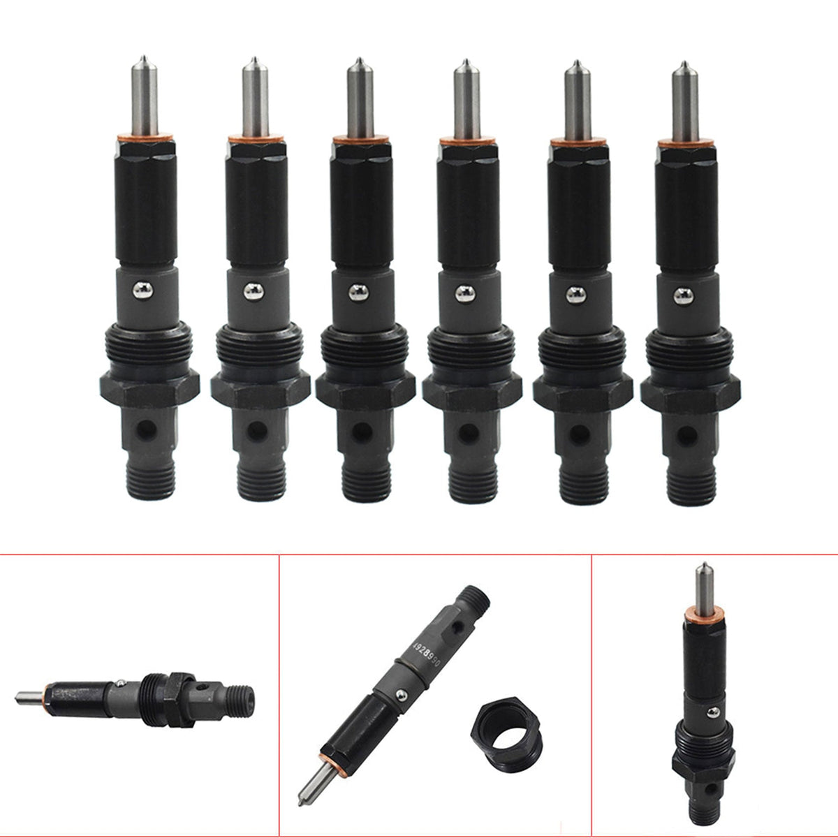 Diesel Fuel Injector 40-60 HP M14 145 6*14 Set for 94-98 Dodge 5.9L Cummins New Lab Work Auto