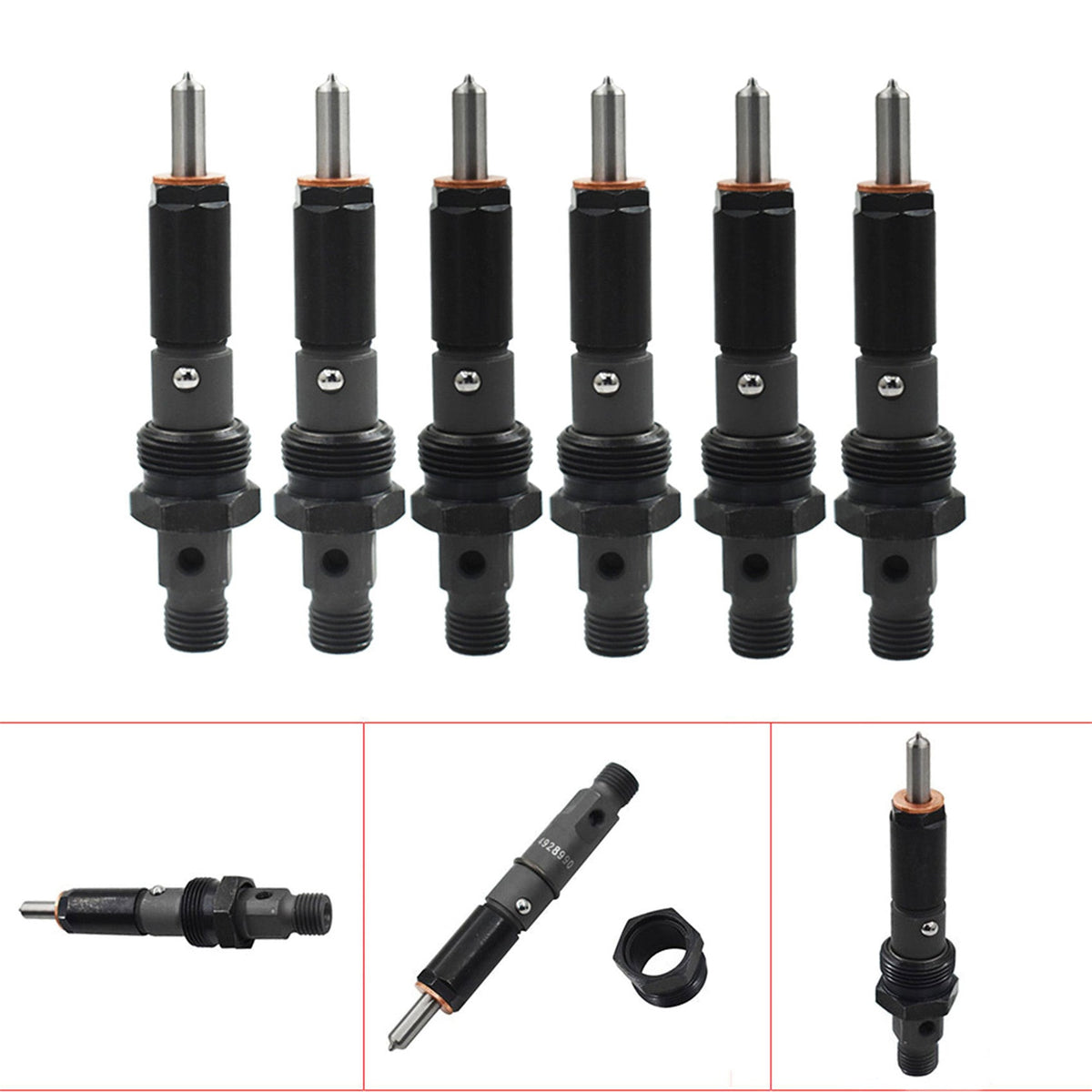 Diesel Fuel Injector 40-60 HP M14 145 6*14 Set for 94-98 Dodge 5.9L Cummins New Lab Work Auto