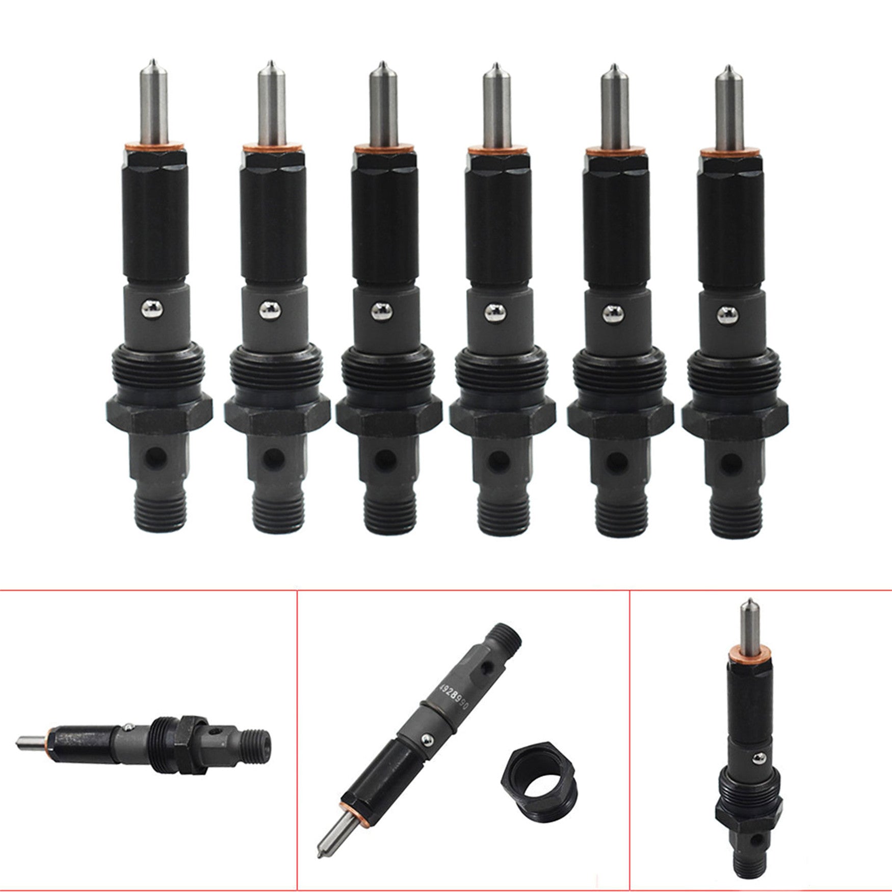 Diesel Fuel Injector 40-60 HP M14 145 6*14 Set for 94-98 Dodge 5.9L Cummins New Lab Work Auto