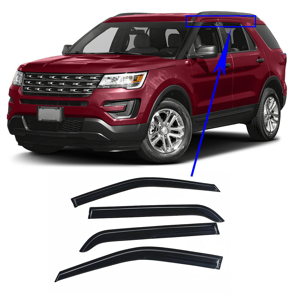 Door Window Visor Rain Guard Wind Shield for Ford Explorer 2011-2019 US Lab Work Auto