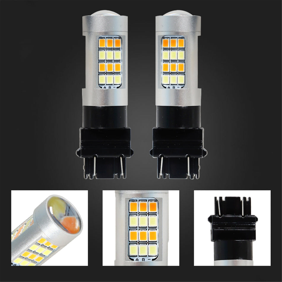 Dual Color White/Amber 3157 LED DRL Switchback Turn Signal Parking Light Bulbs Lab Work Auto