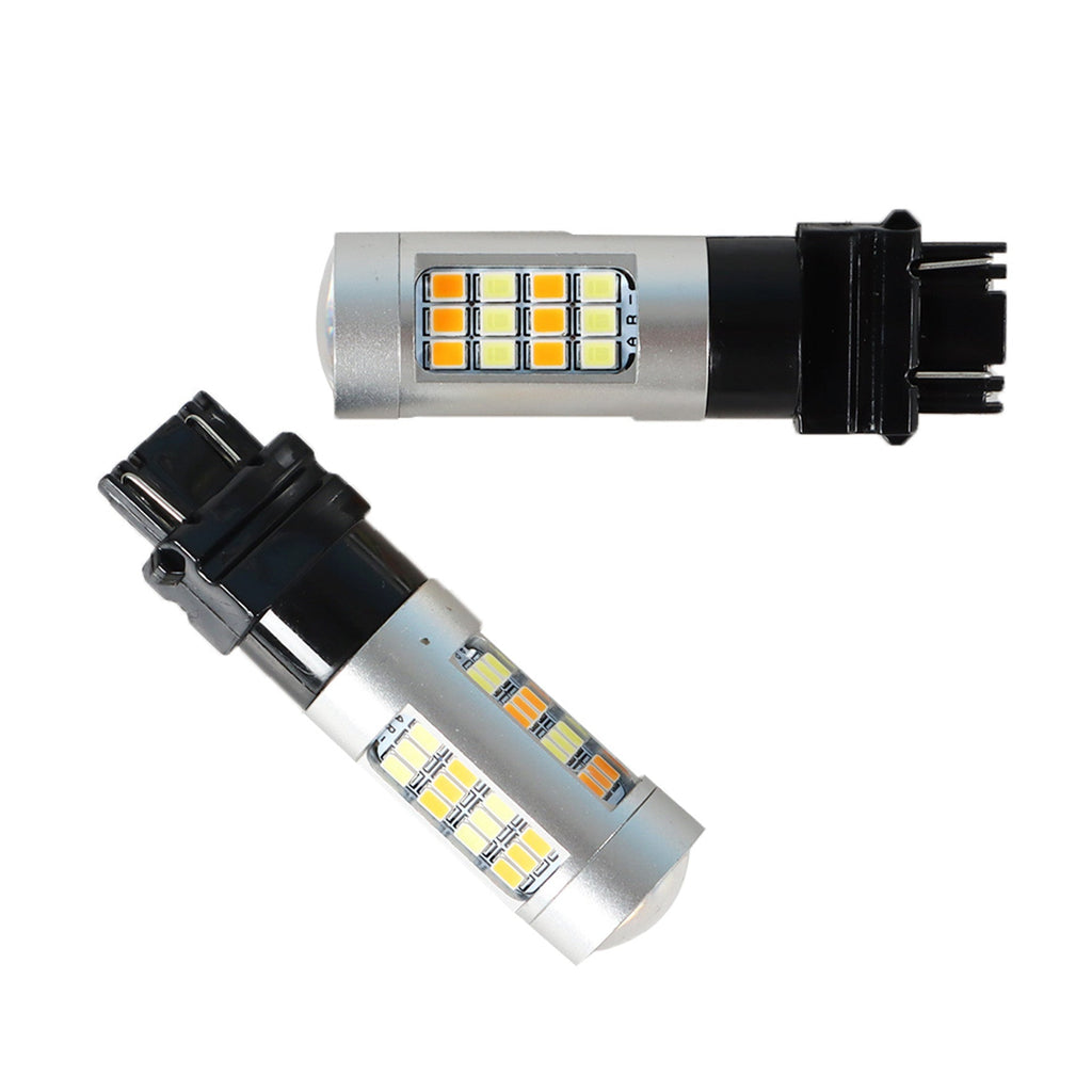 Dual Color White/Amber 3157 LED DRL Switchback Turn Signal Parking Light Bulbs Lab Work Auto