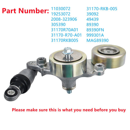 Engine Belt Tensioner Assembly For Honda Pilot Odyssey Accord 3.5L 19253072 Lab Work Auto