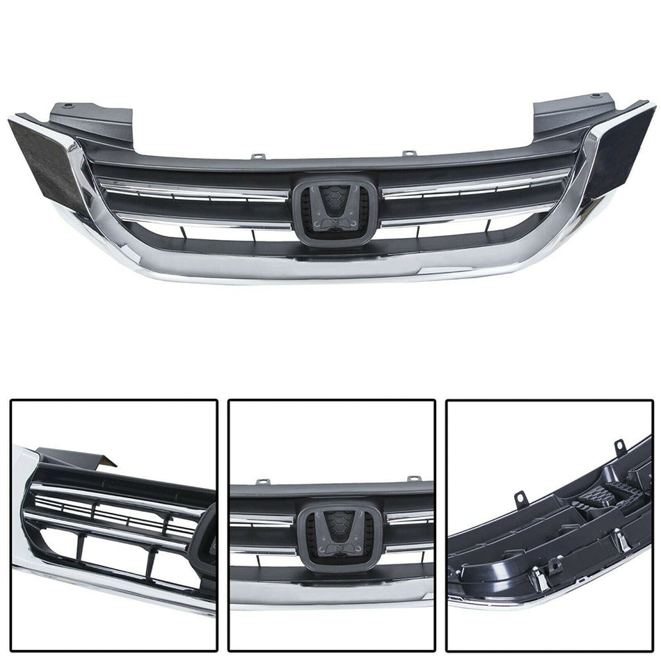 Fit For Honda Accord Sedan 2013 2014 2015 Front Upper Grille Grill Chrome Lab Work Auto